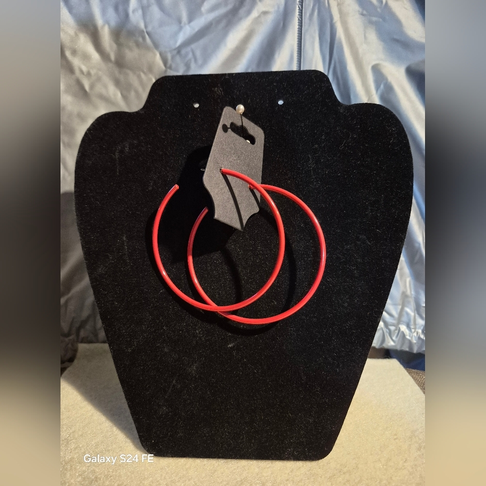 Red Hoop Earrings